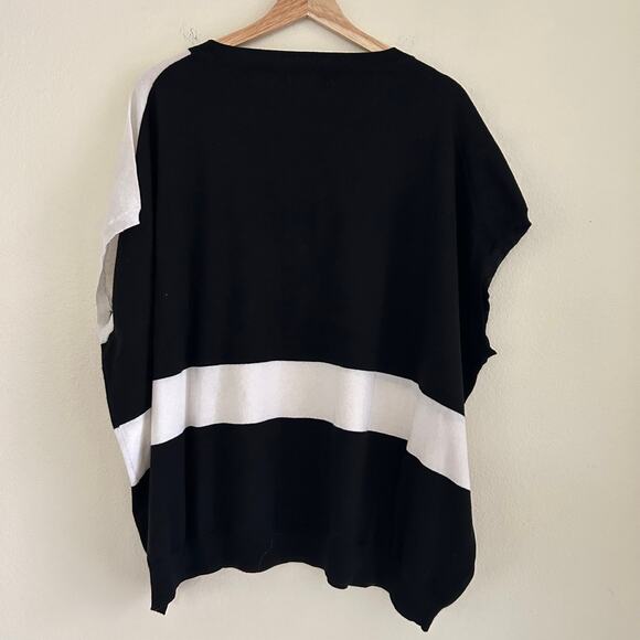 Neiman Marcus Cashmere Sleeveless Shirt Black White SZ3X Knit Classic Luxury - Picture 5 of 10